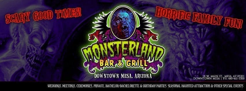 animatronics, bar & grille, downtown mesa, fx, halloween, haunted house, monsterland, monsters, props, statues