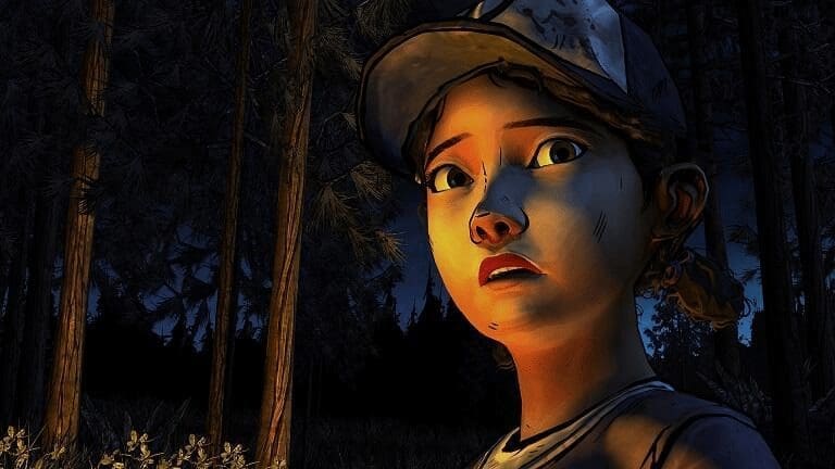 "Clementine by the campfire in this new screen from #TheWalkingDead Season Two"