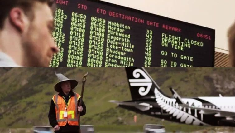 Air New Zealand, comedy, film, movies, planes, the hobbit, the hobbit desolation of smaug, videos