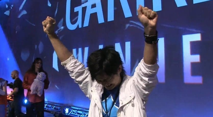 Blazblue player Garireo elated after his EVO championship win.