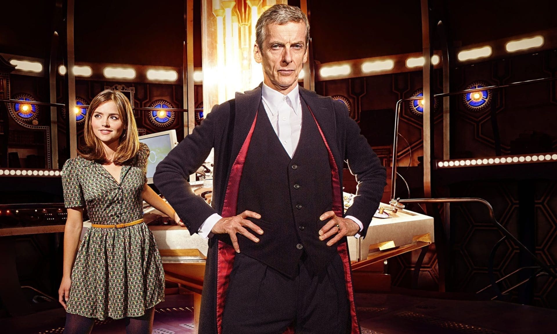 About time  Peter Capaldi as Doctor Who and Jenna Coleman as Clara.