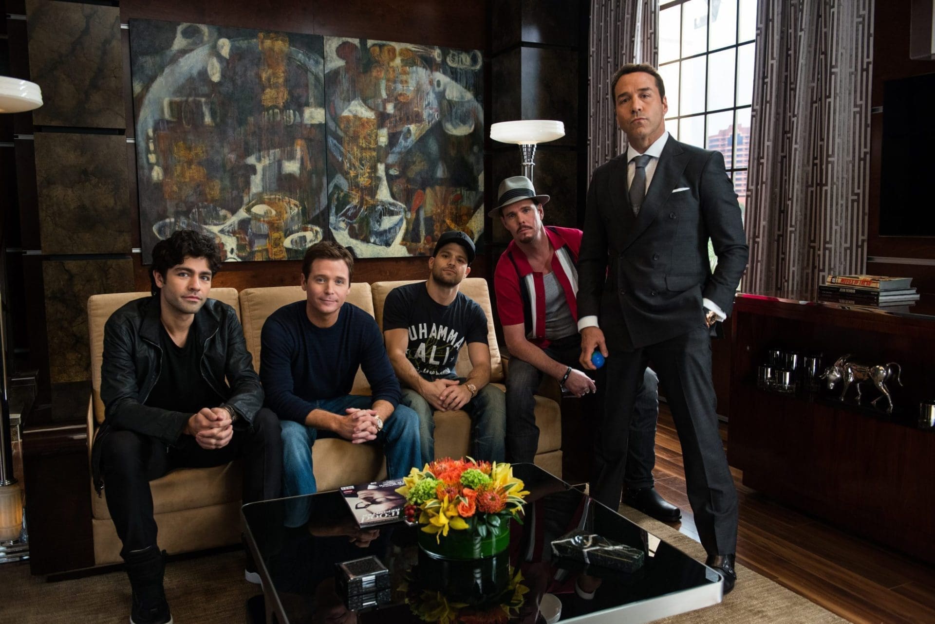 Photo Credit: Claudette Barius (L-R) ADRIAN GRENIER as Vincent Chase, KEVIN CONNOLLY as Eric, JERRY FERRARA as Turtle, KEVIN DILLON as Johnny and JEREMY PIVEN as Ari Gold in Warner Bros. Pictures' and Home Box Office Inc.'s comedy "ENTOURAGE," a Warner Bros. Pictures release.